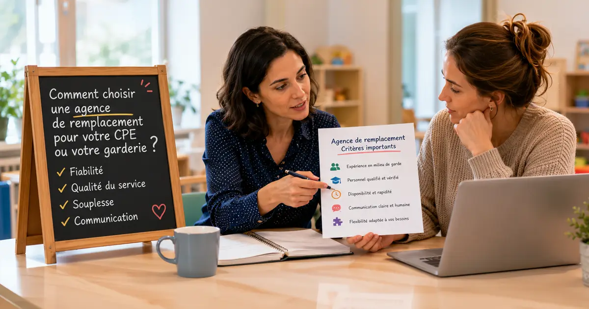 Comment choisir une agence de remplacement pour votre CPE ou votre garderie.